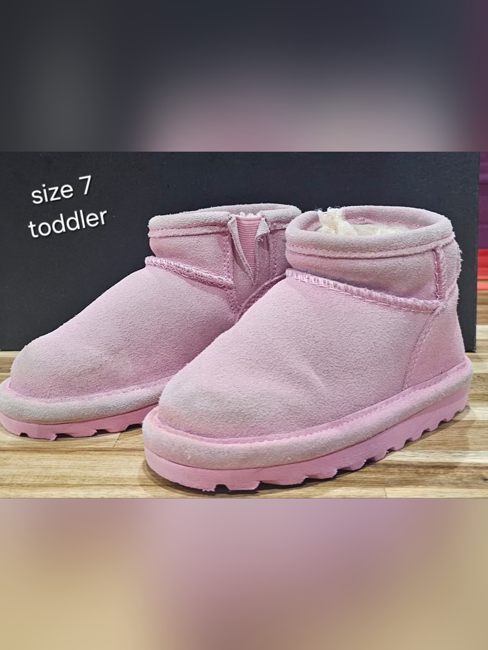 BearPaw Toddler Pink Plush Ankle Boots